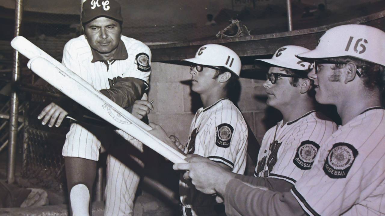 Coach Dave Ploof and Post 22 players, 1970s.