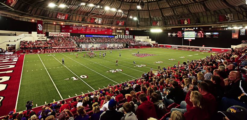 photo of USD football game inside the Dakota Dome