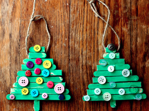 Popsicle stick Christmas tree ornaments