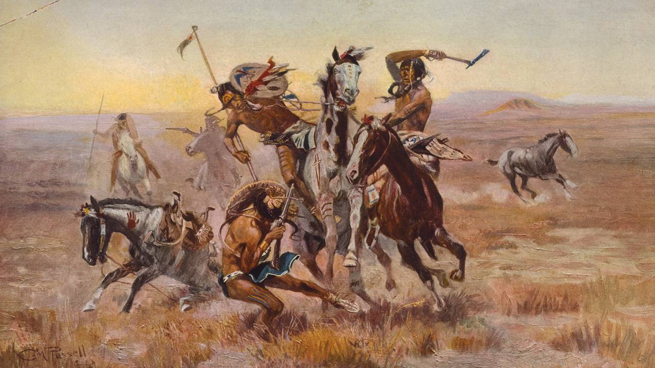 "When Sioux and Blackfeet Met." 1880s