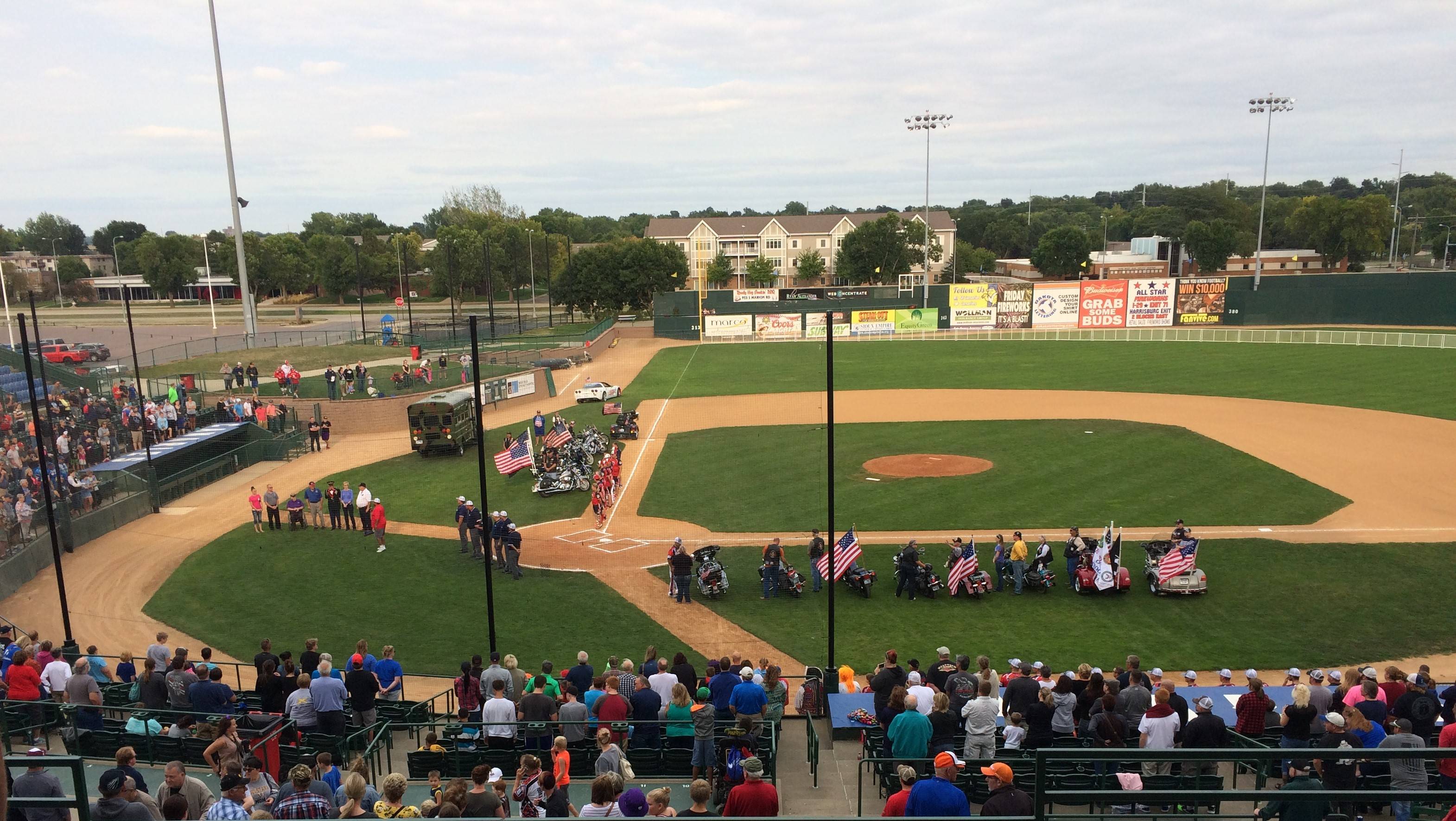 photo of baseball field with veterans