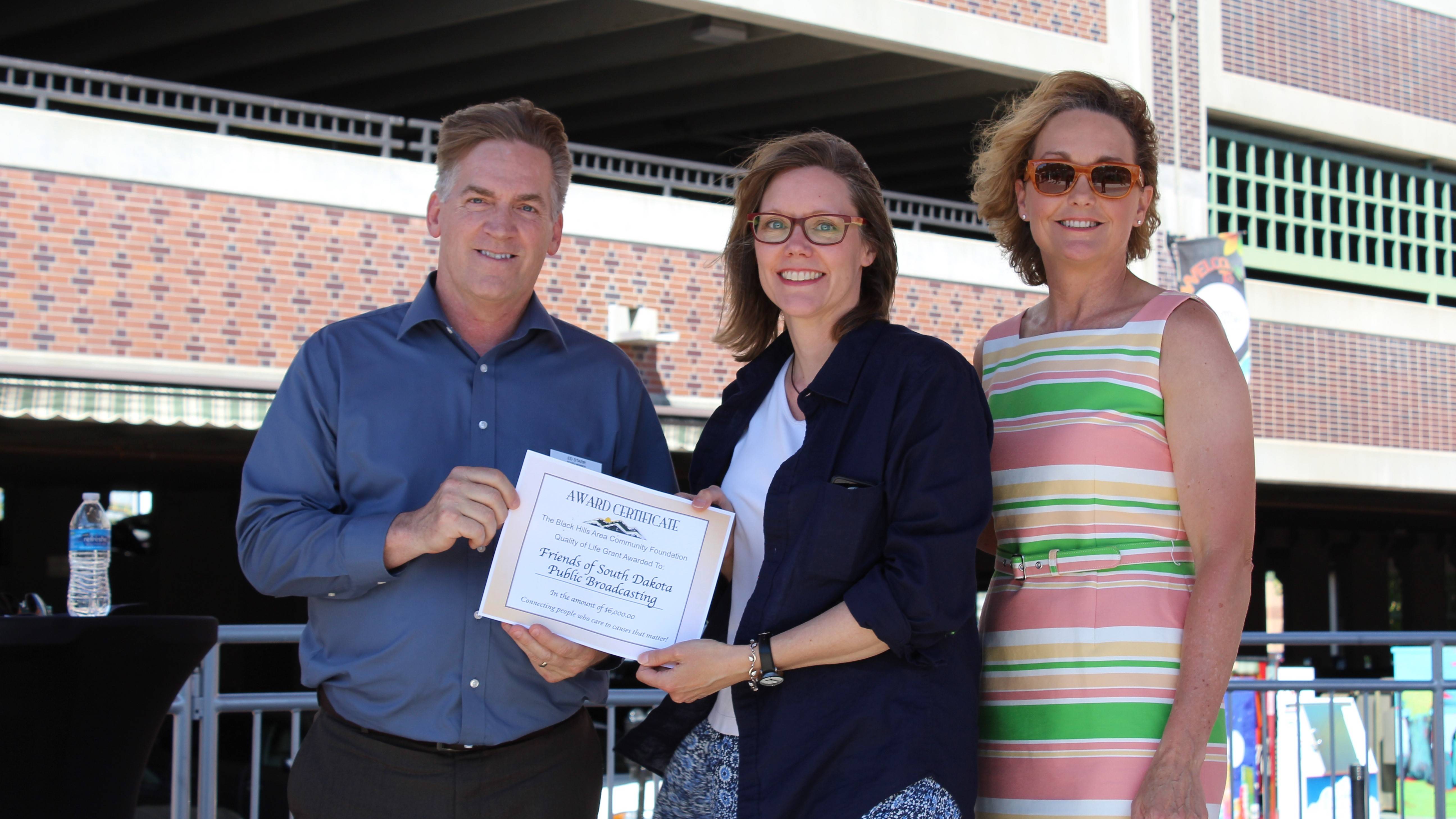 BHACF's Ed Starr & Marnie Herrmann w/ SDPB's Michele Slott (center).