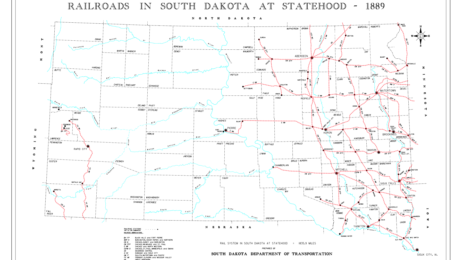 Railroads in South Dakota at Statehood