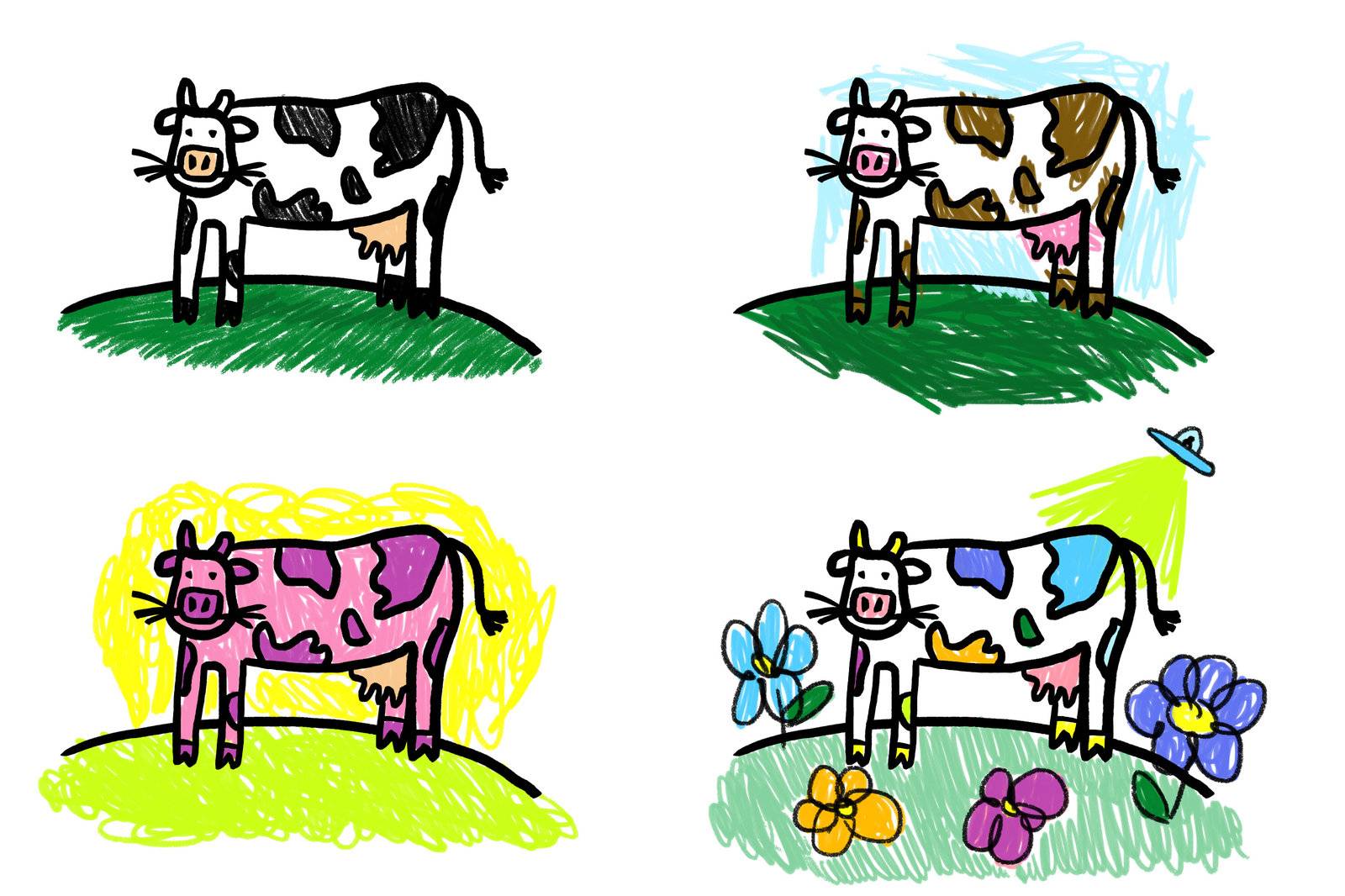 Cows on a coloring book