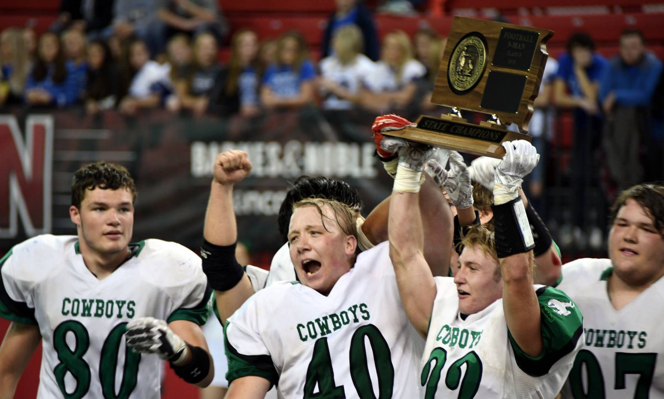 Colome Cowboys football team holding state title