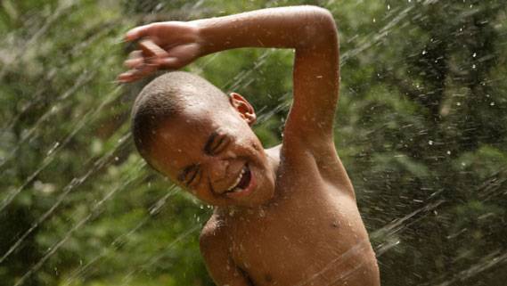 playing in the water