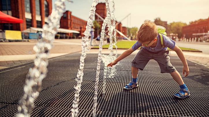 Child playing in water
