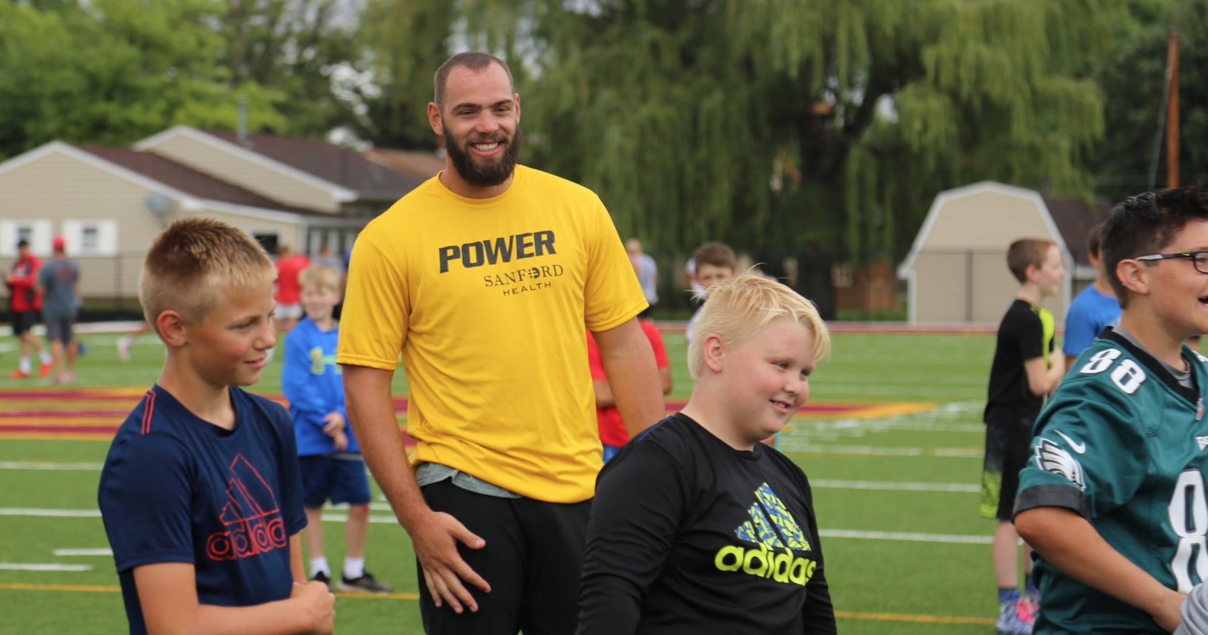 Dallas Goedert at a football camp