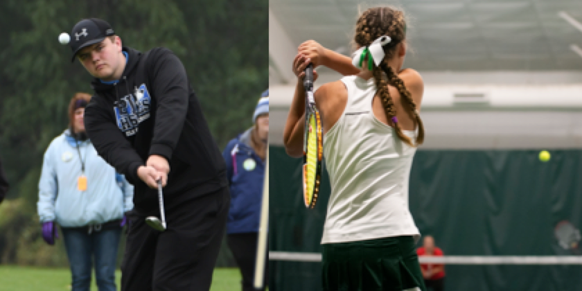 boy golfer and girl tennis player