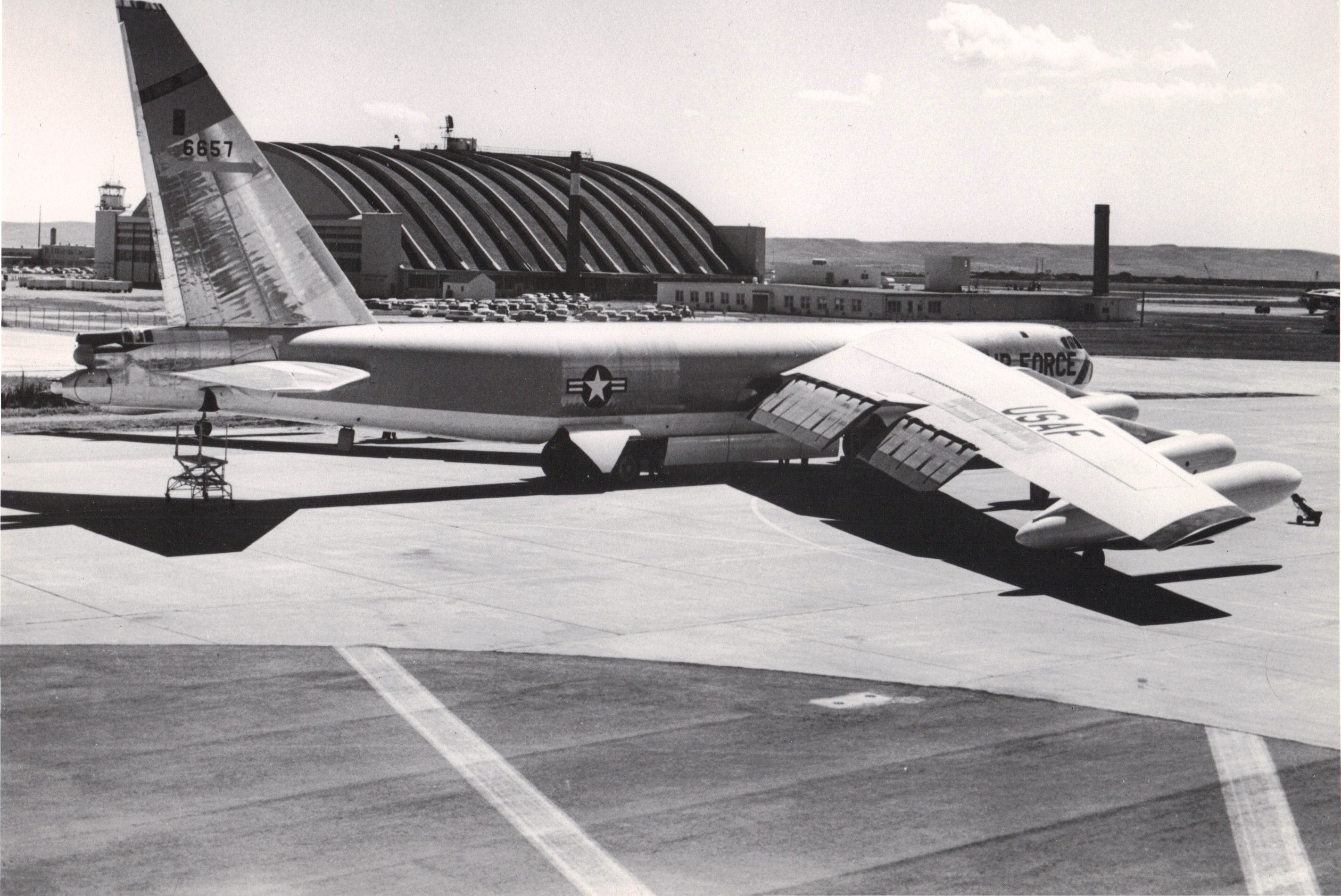 Image - 12.5) B-52D 56-0657 EAFB's first B-52, 1957 (USAF).jpg