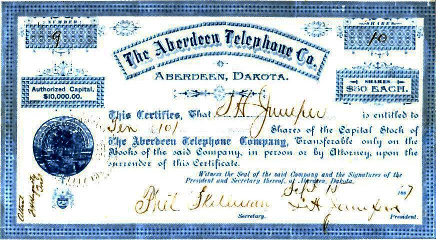 Image - Aberdeen Telephone Co Stock Certificate .jpg