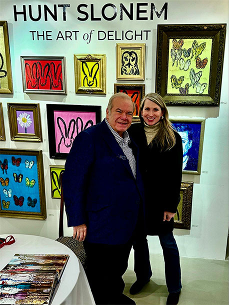 Artist Hunt Slonem (left) with Chesapeake Collectibles appraiser Kathleen Hamill