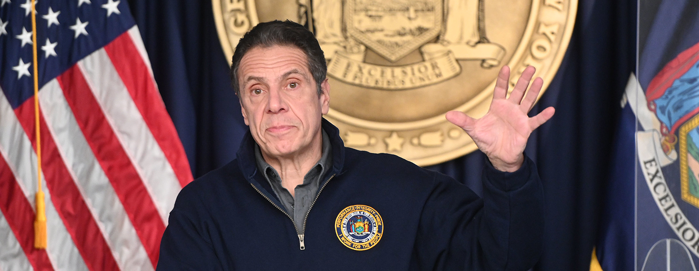 New York Governor Andrew Cuomo speaks during  a press briefing.